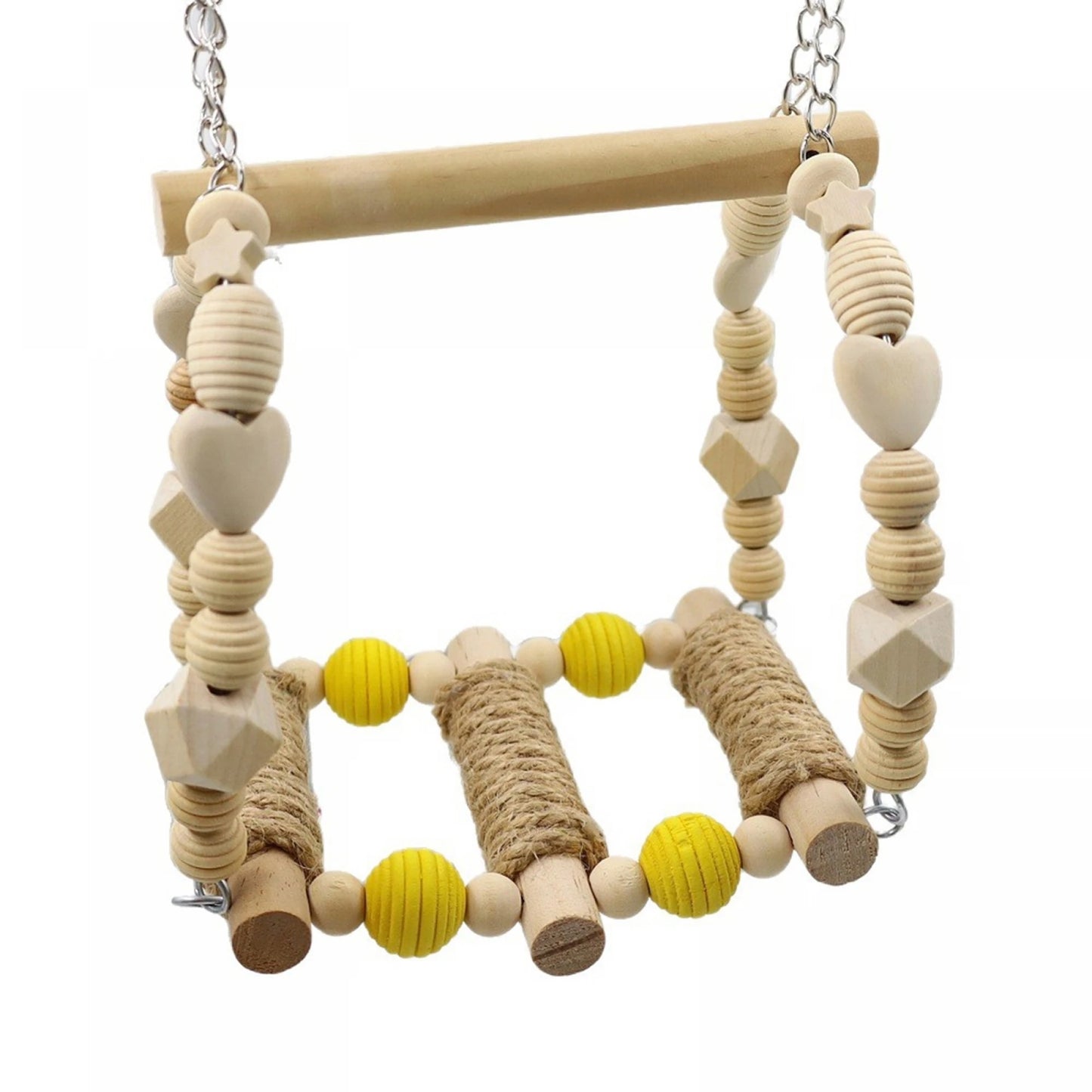Wooden Bird Swing Perch With Hanging Toys Parrots Budgies Lovebirds