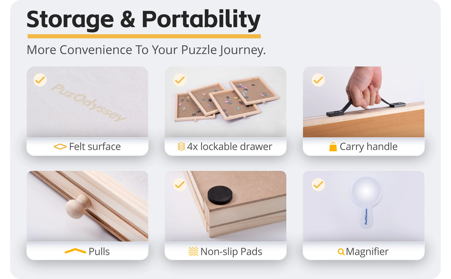 PuzOdyssey 1500 Piece Rotating Tilting Puzzle Board With Drawers