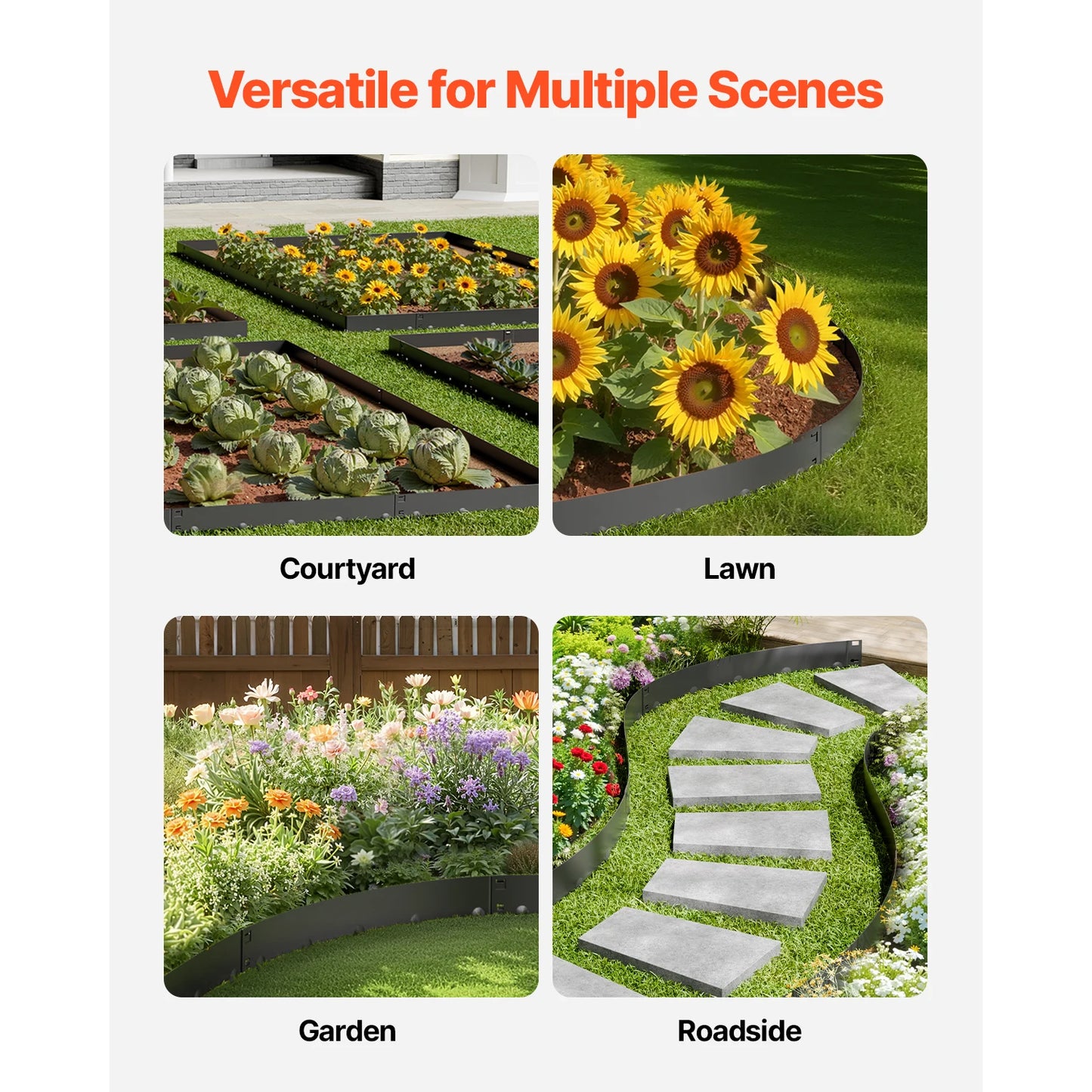VEVOR Steel Landscape Edging Rust Resistant Bendable Garden Border
