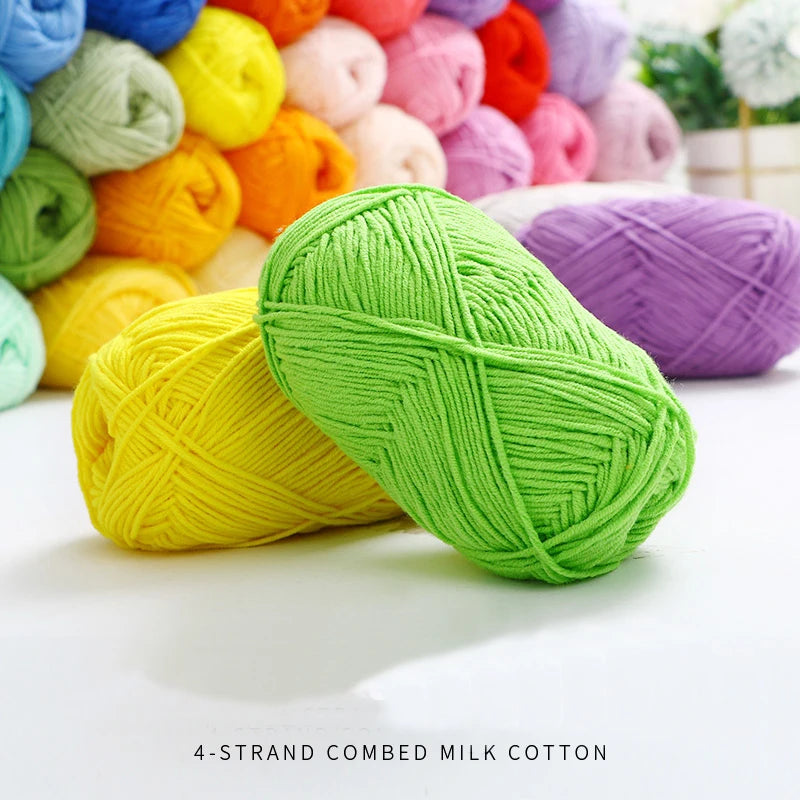 Milk Cotton 4 Ply Yarn For Crochet And Knitting Crafts