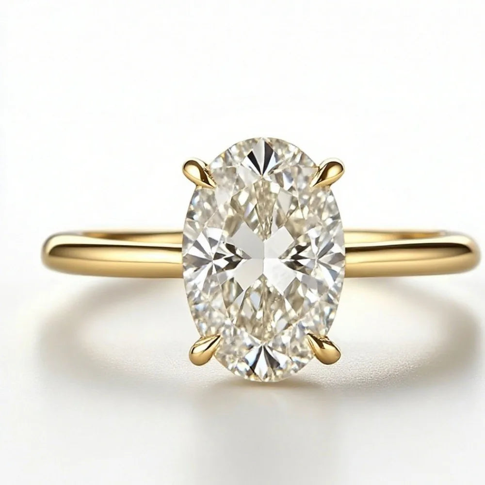 Oval Moissanite Ring Silver Four Claw Setting For Women
