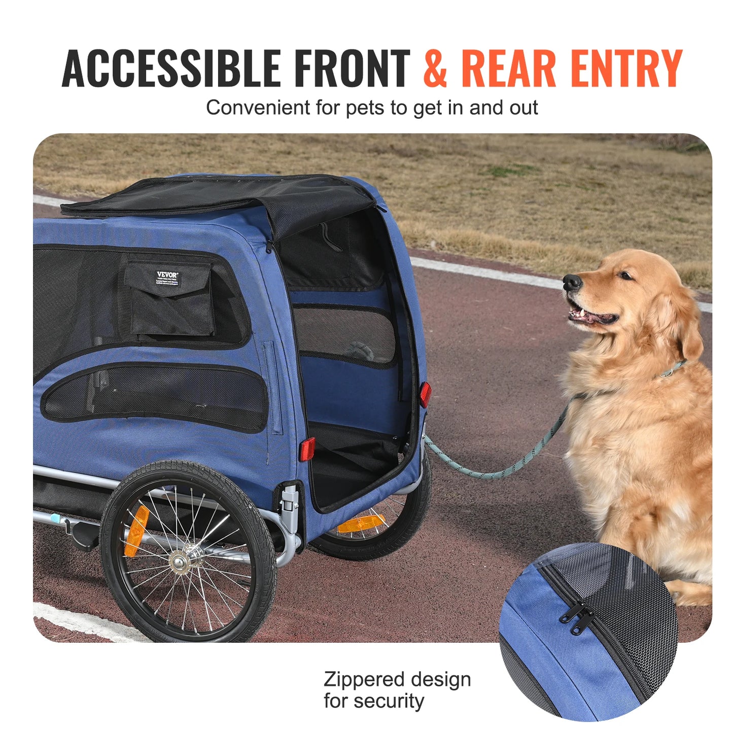 Pet Bicycle Trailer Carrier For Dogs With Coupler And Reflectors