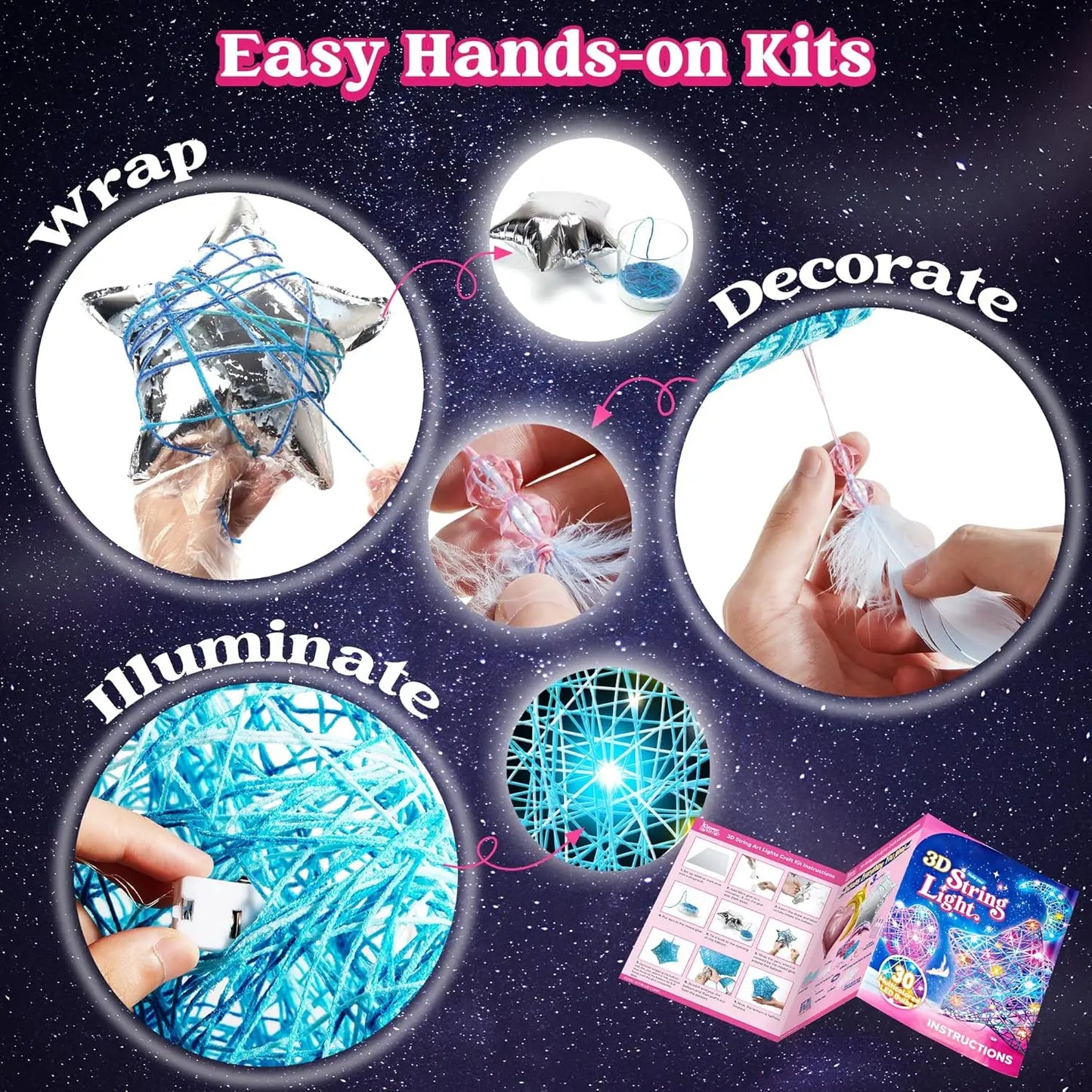 Joyfy 3D String Art Kit Light Up LED Bulbs