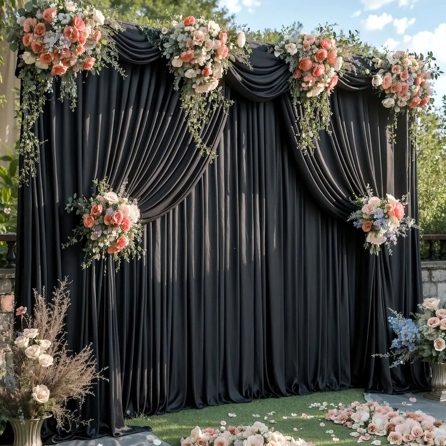 Polyester Backdrop Curtains 6 Panels Drape For Weddings And Events