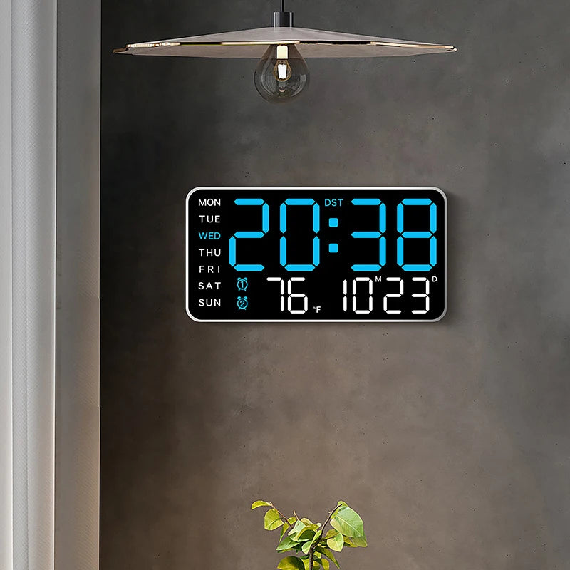 Digital Wall Clock With Temp Date Week Display Remote USB