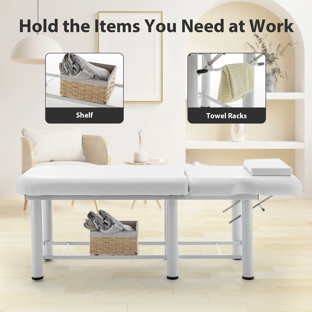 Height Adjustable Portable Folding Upholstered Leather Massage Table