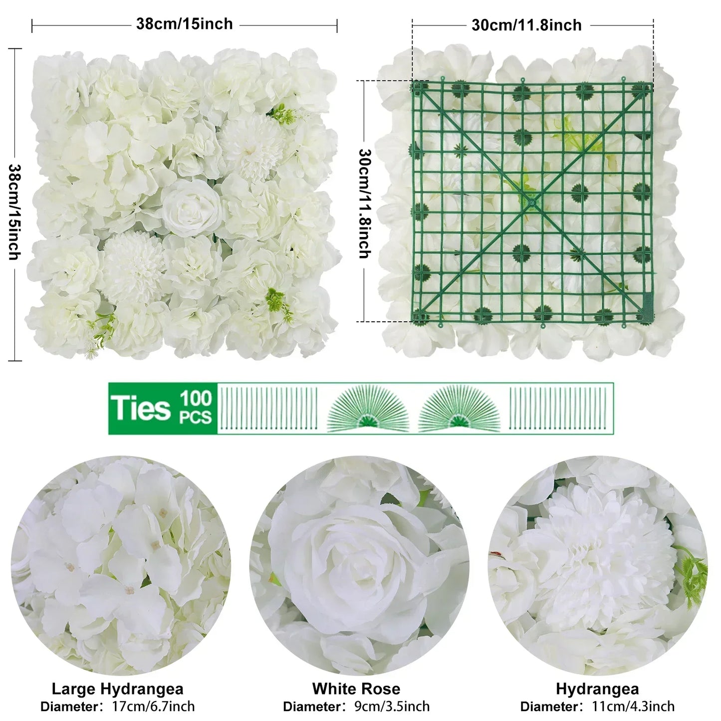 RUEESEECN 12Pcs Artificial Roses Wall Panel Backdrop 3D