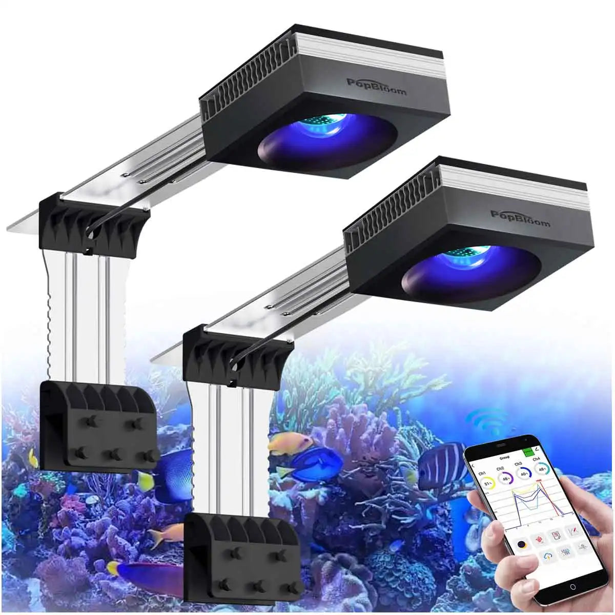 PopBloom RL90 WiFi Reef Aquarium Light 100W LED