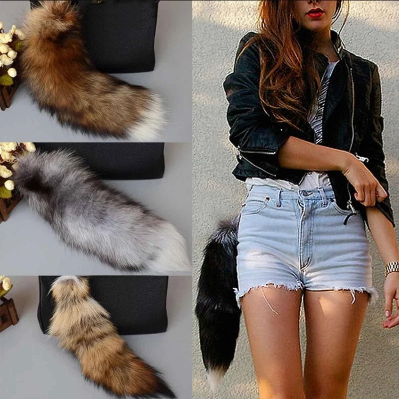 Furry Fox Tail Keychain Plush Keyring For Bags And Keys