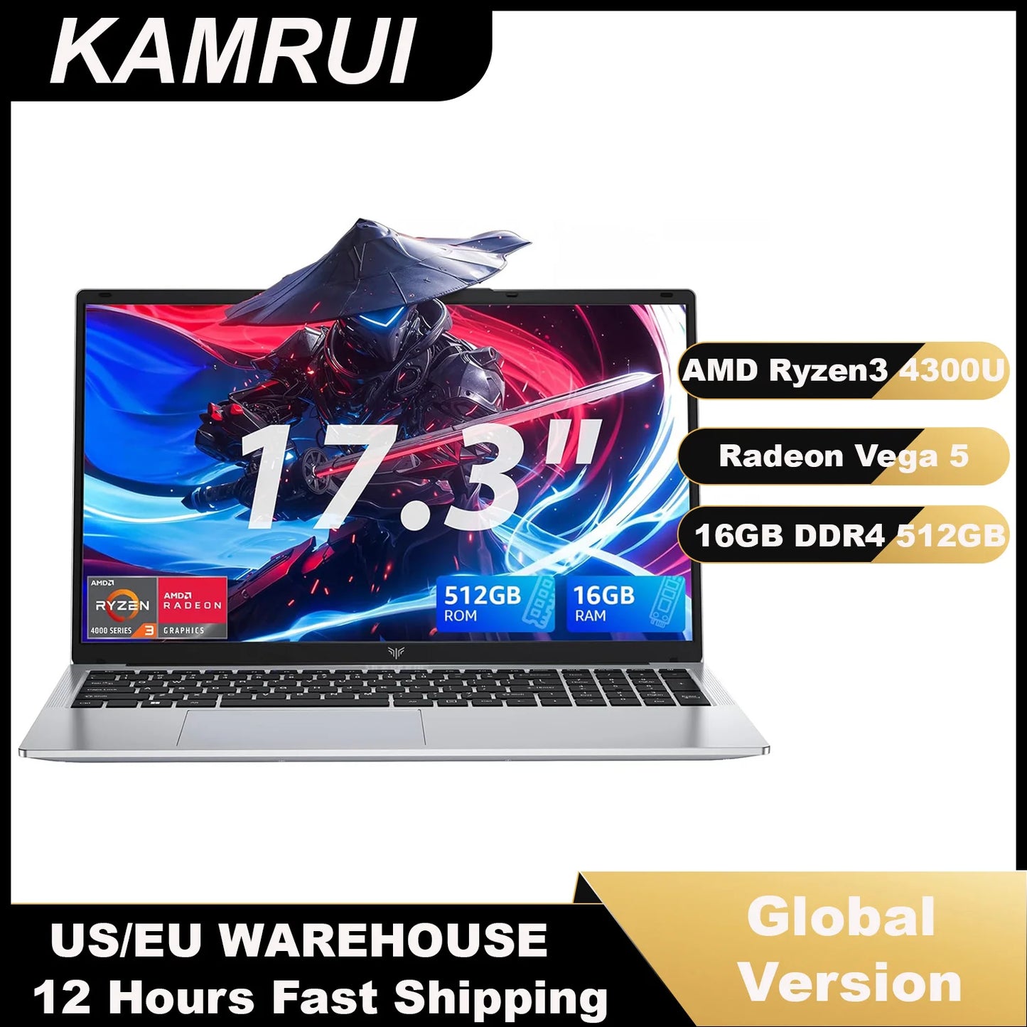 KAMRUI AX17PRO Laptop Ryzen 3 4300U 16GB DDR4 512GB SSD Windows 11