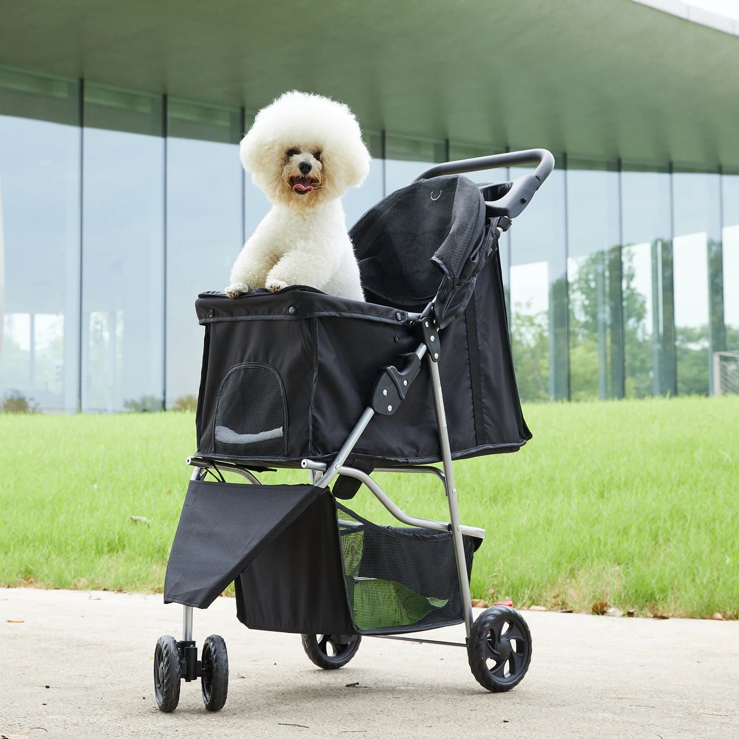 JHK Foldable Pet Stroller Three Wheel For Small Dogs Cats