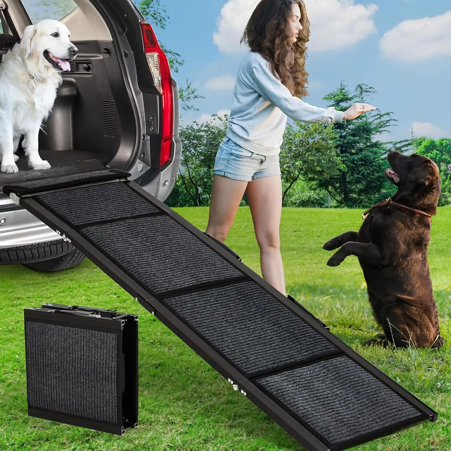 HiMISSDog Dog Ramp for Car Folding Pet Steps