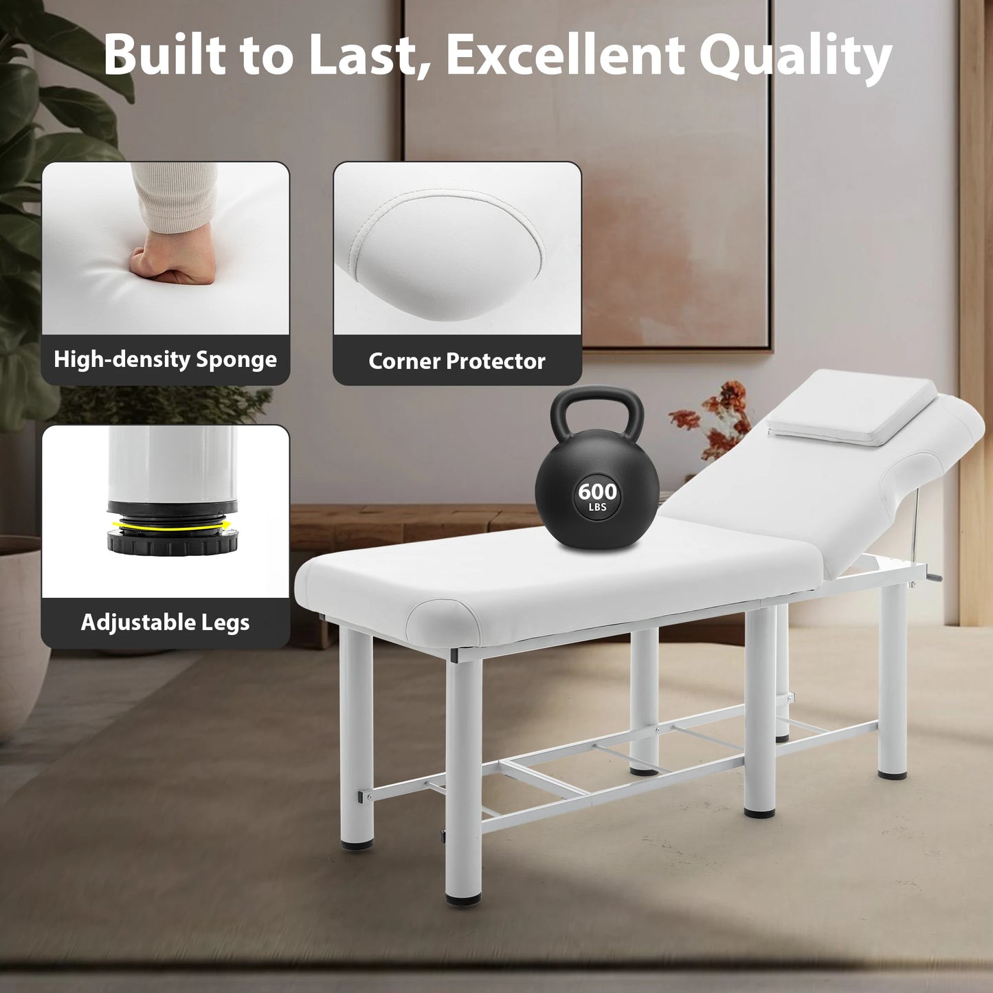 Height Adjustable Portable Folding Upholstered Leather Massage Table
