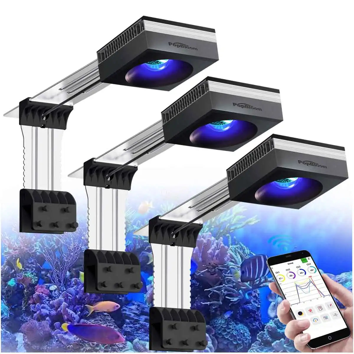 PopBloom RL90 WiFi Reef Aquarium Light 100W LED