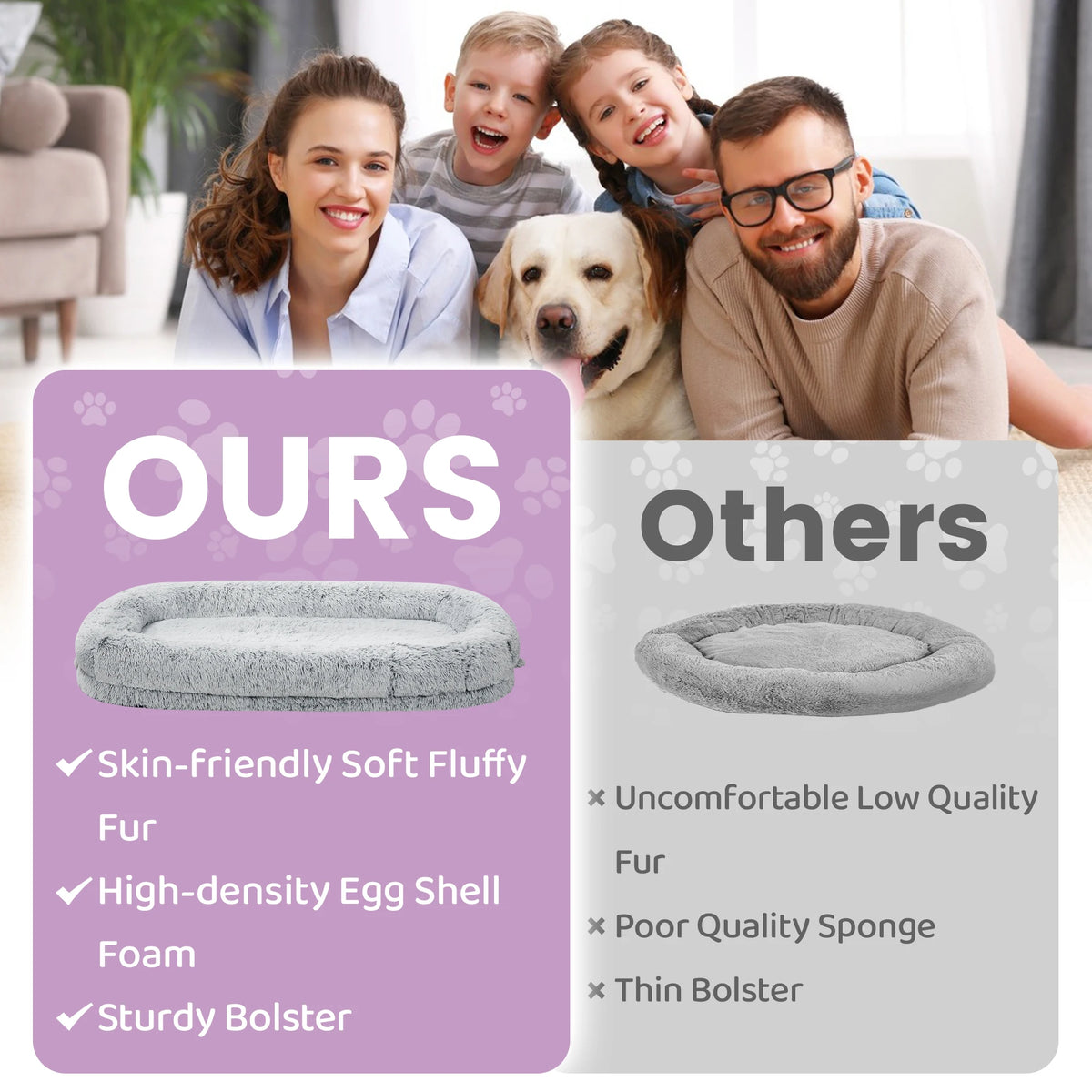 Orthopedic Human Dog Bed for Adults with Removable Cover
