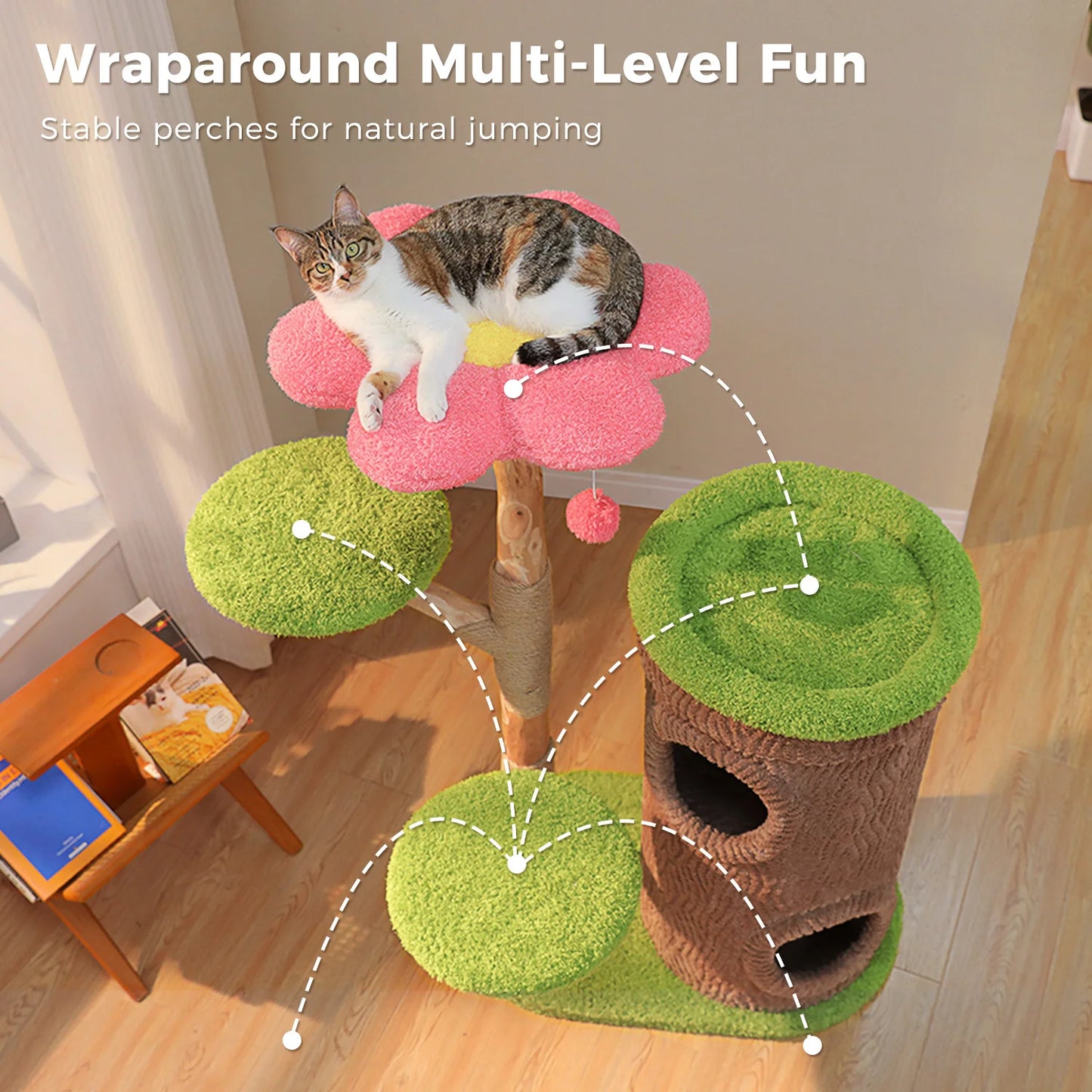 PAWZ Road Cat Tree Tower With Four Condos Scratching Posts