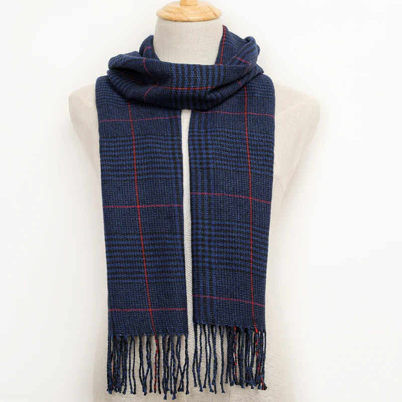 RUNMEICN Unisex Plaid Tassel Winter Scarf For Women Men