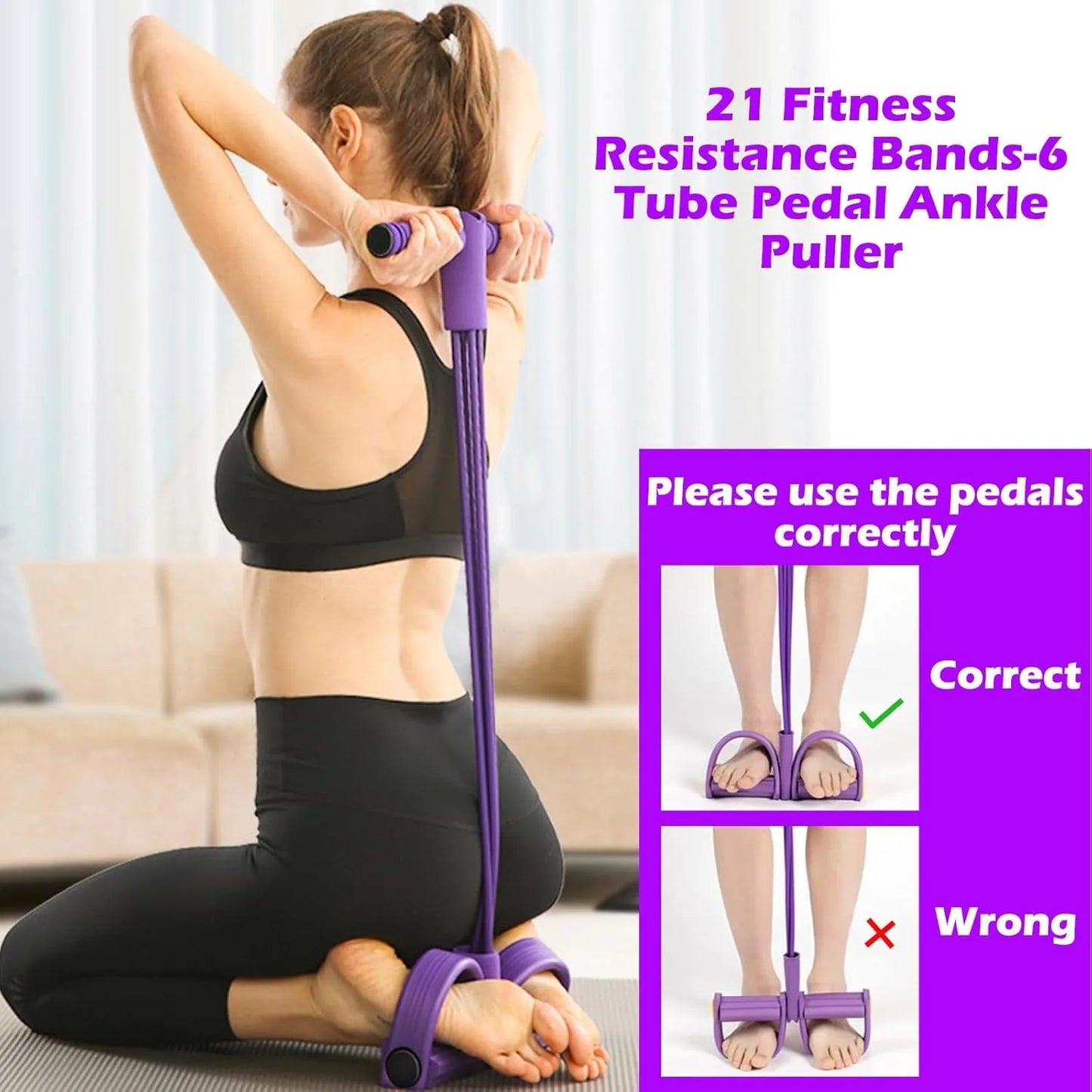 Multifunctional Yoga Pedal Resistance Band for Home Workouts