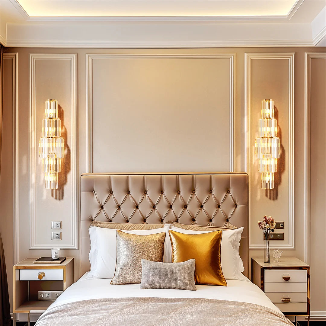 LUVODI Elegant MultilayerCrystal WallLamp SconceLight DimmableLED E14 CeilingFixture