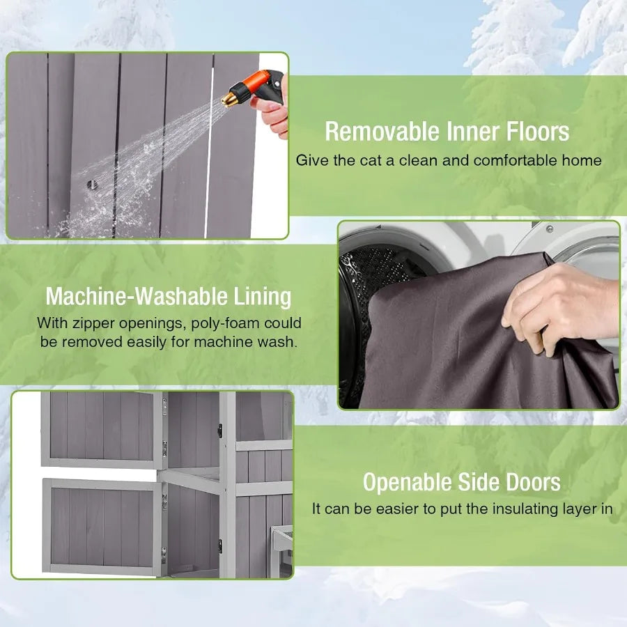 Sichuan Heated Outdoor Cat House With Insulated Liner