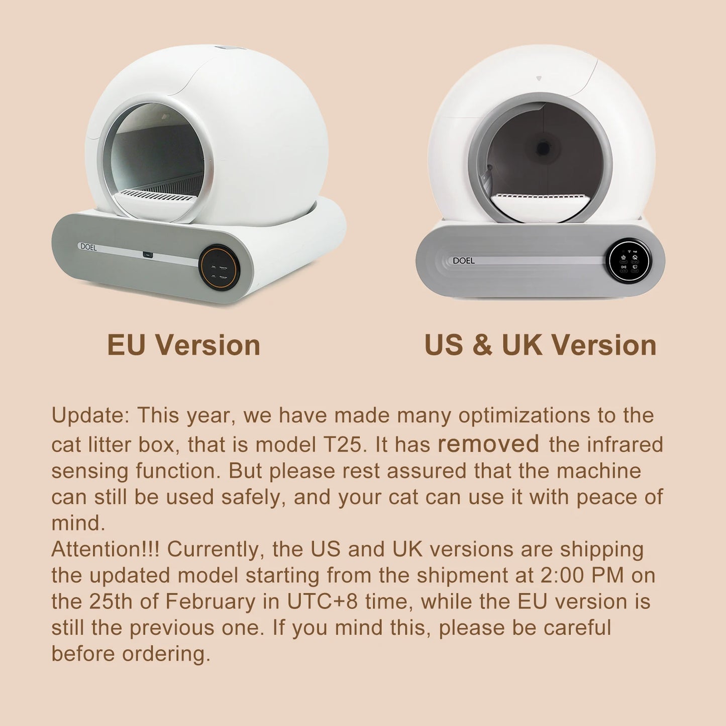 DOEL Self Cleaning Cat Litter Box Automatic WiFi App Control Smart Cat Toilet