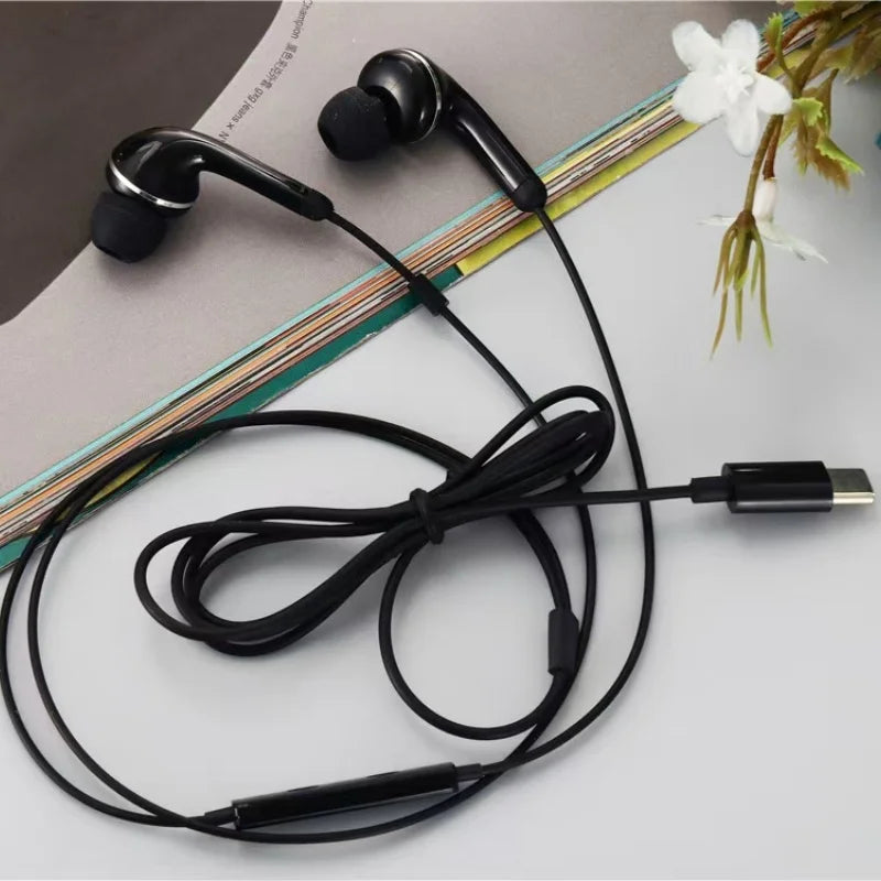 Kecesic Type C Wired Earphones With Microphone For Samsung Huawei