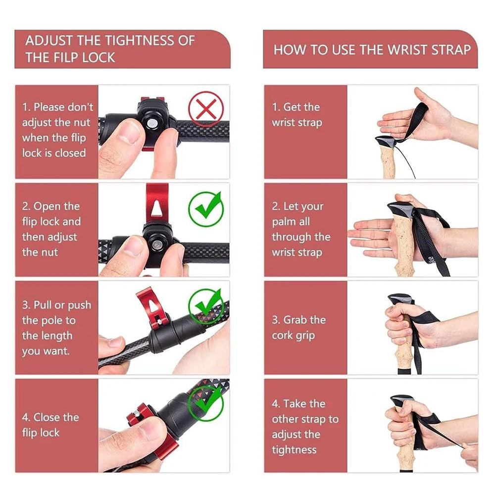Naturehike Lightweight Carbon Fiber Collapsible Trekking Poles for Hiking