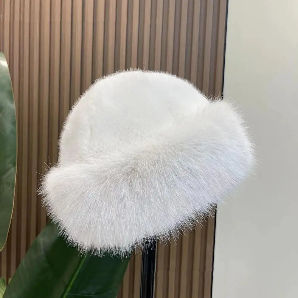 New Fluffy Fur Women's Winter Hat Winter Snow Ski Cap Female Faux Fur Thick Warm Windproof Hat Russian Hat Mink Fisherman's Hat