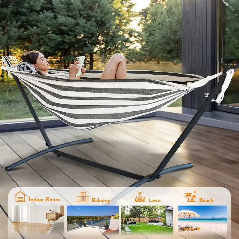 GYROOR Adjustable Stand Hammock With Storage Bag And 600lb Capacity