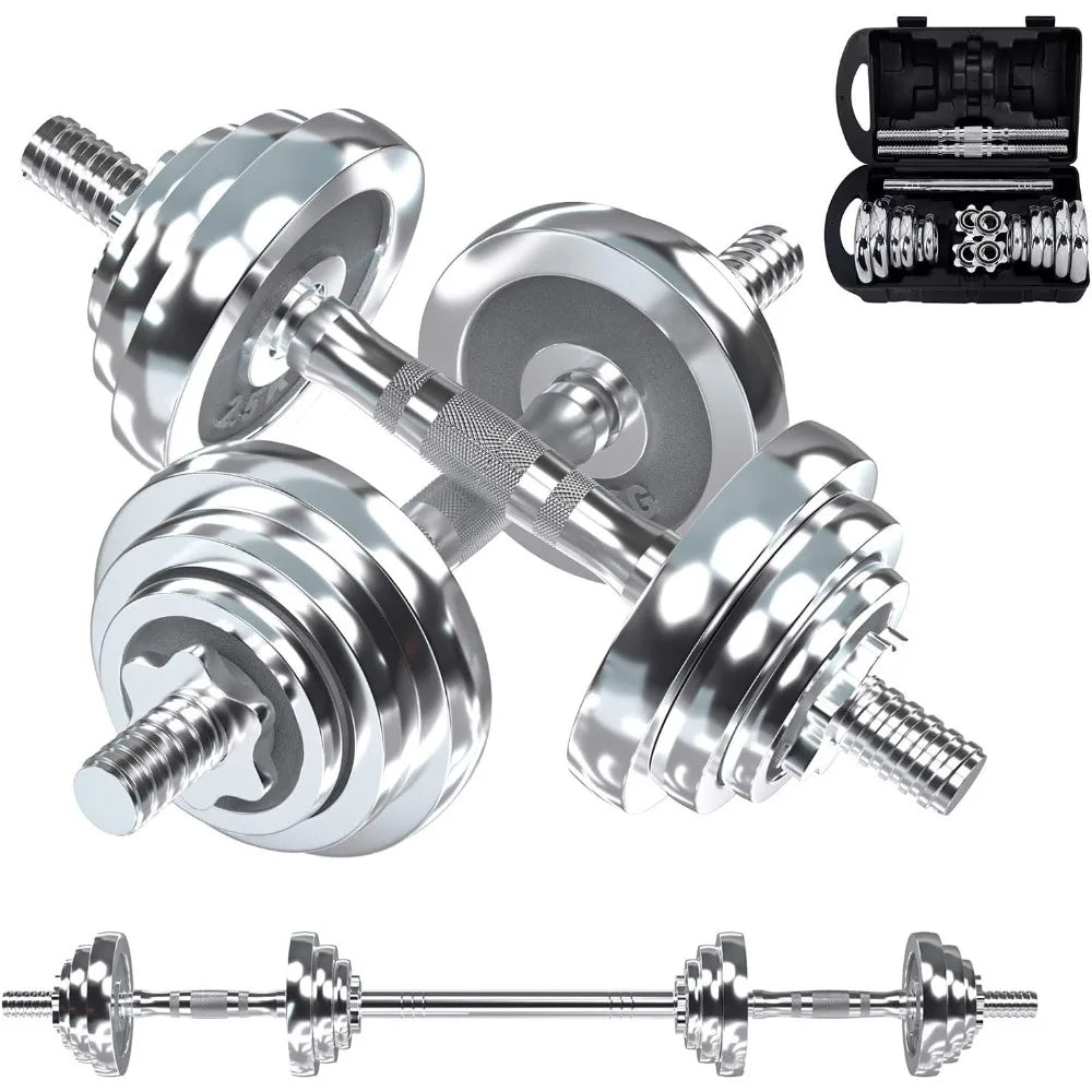 VIVITORY Adjustable Dumbbells Set With Barbell Rod For Strength Training