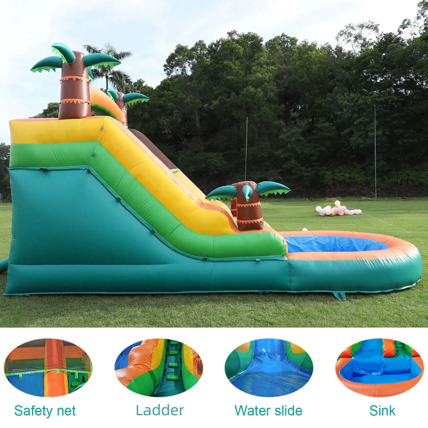 King Inflatable Water Slide Pool - Double Slide Bubble Ball Fun For Kids Outdoor Summer