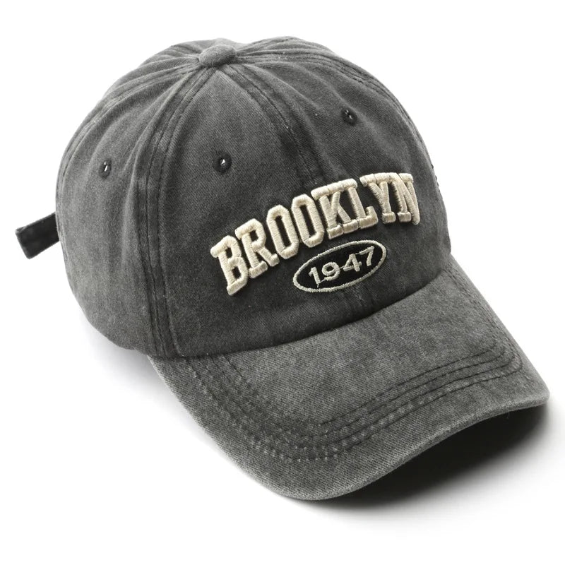 Retro Brooklyn Letter Embroidery Baseball Cap Unisex Cotton Adjustable Hat