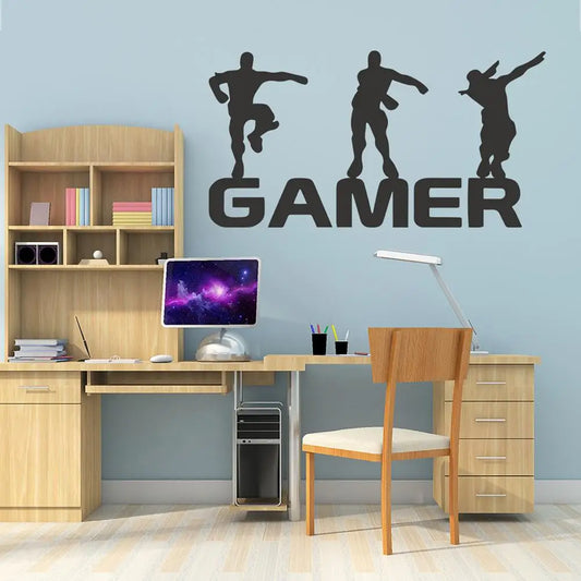 Wall Sticker Ornamental Creative Eco-friendly Letter Gamer Design Self-adhesive Wall Decal for Gift