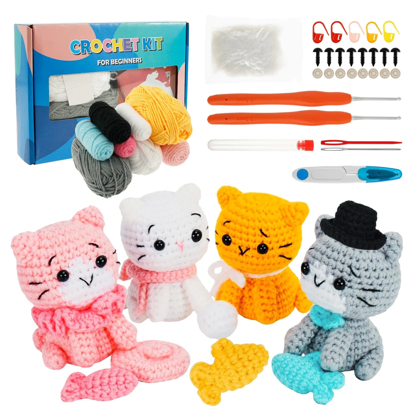 Hign-concerned High-Quality Crochet Kit For Beginners Cat Craft With Step-by-Step-Tutorial