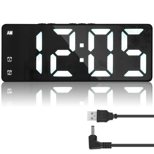LED alarm clock digital clock voice control adjustable brightness high-definition digital dual power mute living room clock
