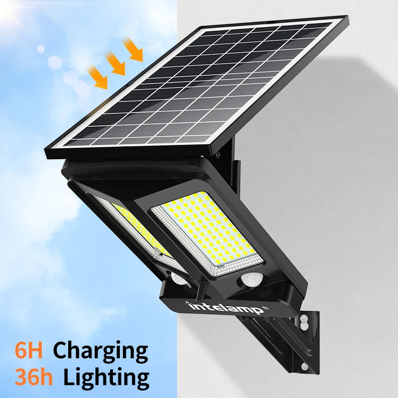 Intelamp 12500 mAh Outdoor Solar Street Light With Dual Motion Sensors