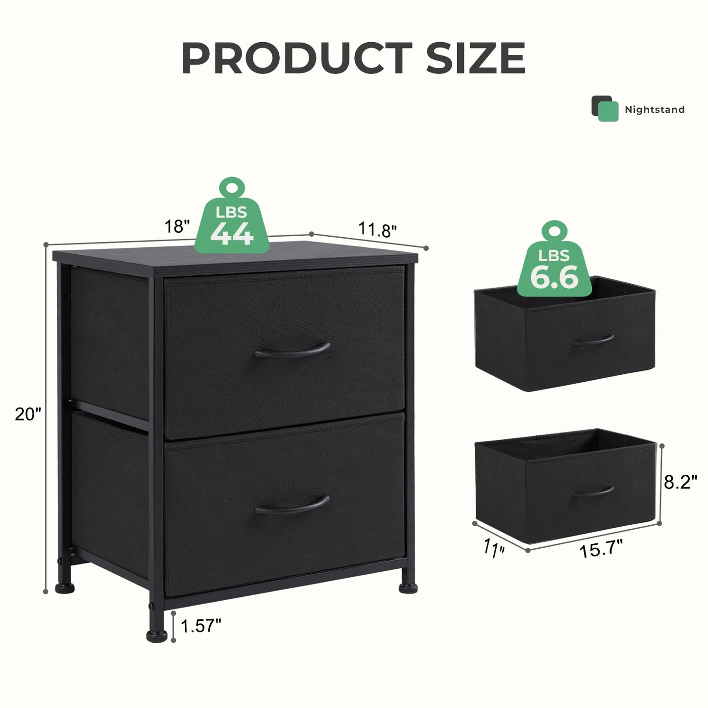 JHK Modern Metal Living Room Storage Cabinet With Fabric Drawers