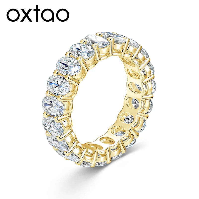 Oxtao 14K Gold Filled Certified Moissanite Eternity Ring