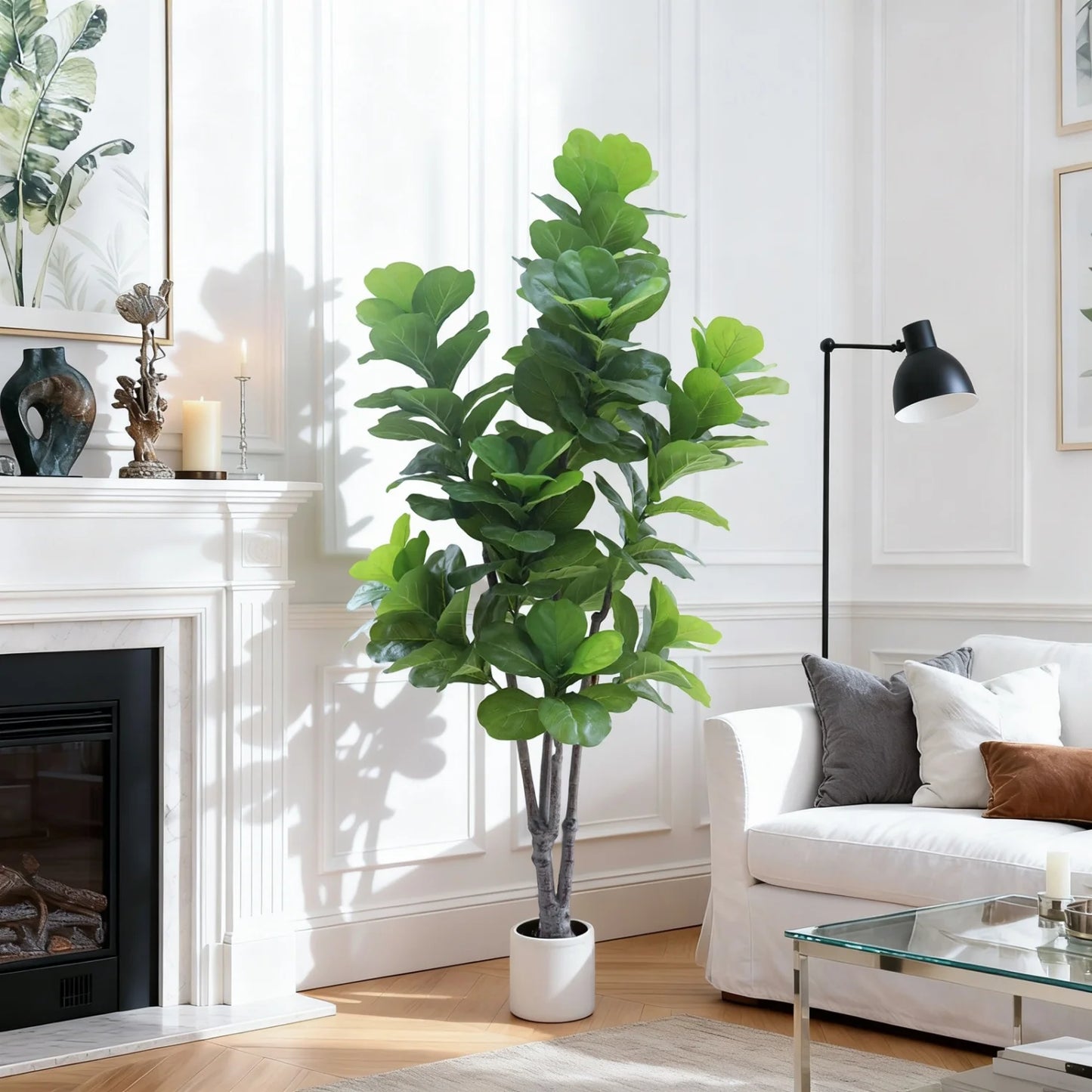 HiMISS Artificial Fiddle Leaf Fig Tree In Pot Home Decor