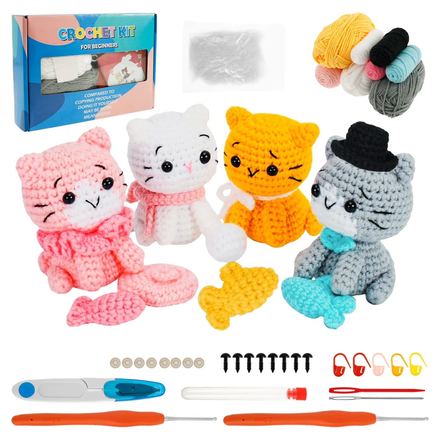 Hign-concerned High-Quality Crochet Kit For Beginners Cat Craft With Step-by-Step-Tutorial