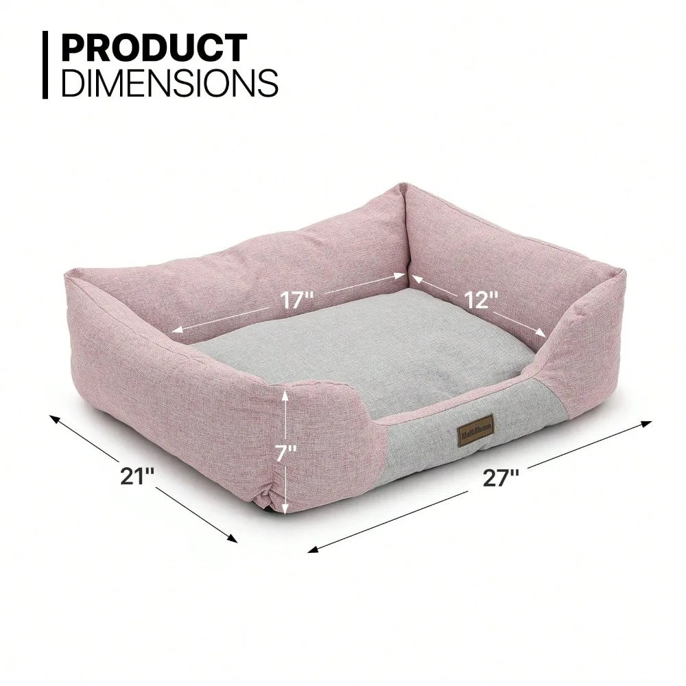 Machine Washable Cozy Linen Dog Bed For Dogs And Cats