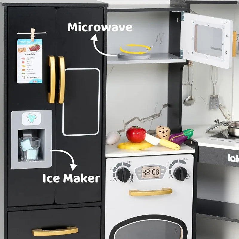Joyfy Toddler Corner Kitchen Playset With Real Lights And Sounds