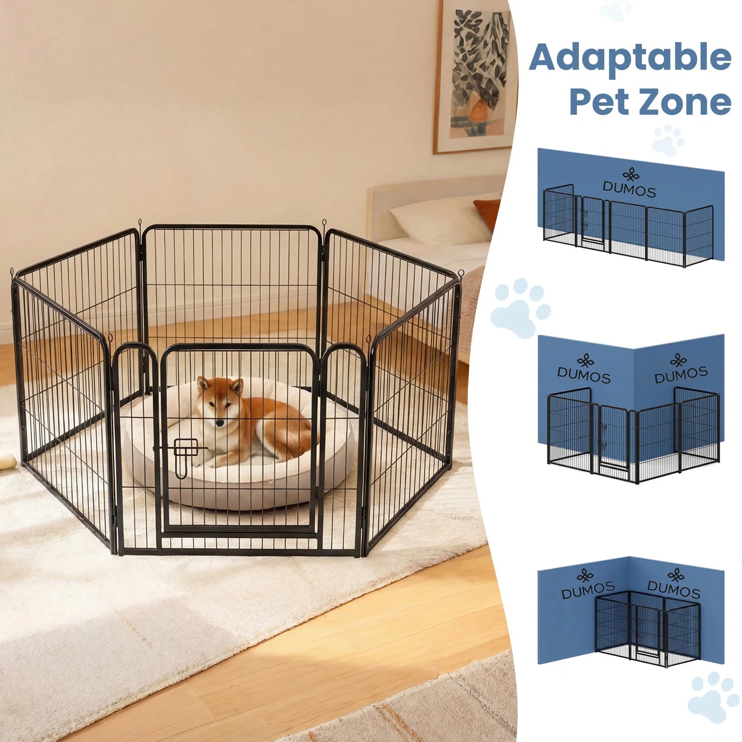 JHK 6 Panel Foldable Metal Dog Playpen Indoor Outdoor