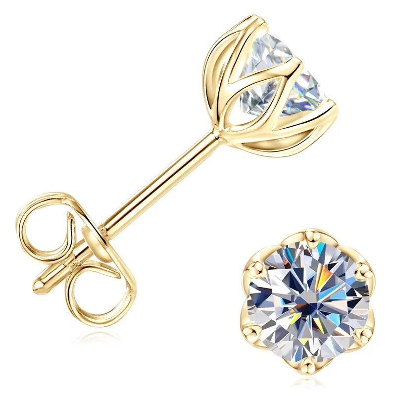 OXTAO Certified Moissanite Circular Stud Earrings In Gold Filled Setting