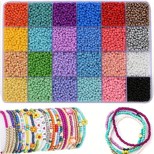 CN Glass Seed Beads 2400pcs 3mm Mixed Beads Jewelry Making DIY Craft Kit For Projects