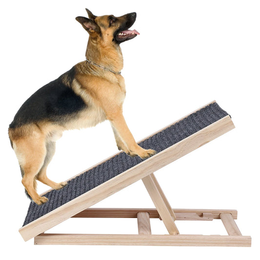 HiMISSDog Wooden Adjustable Folding Dog Ramp