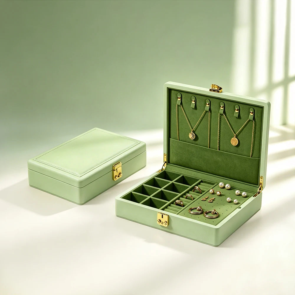 Oirlv Velvet Jewelry Organizer Box With Lock And Removable Dividers