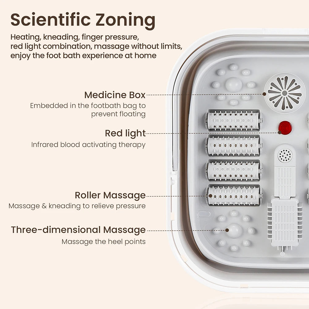 Portable Thermostatic Foot Massage Tub Foldable Plus Tropical Automatic Foot Bath Tub For Home To Promote Blood Circulatio