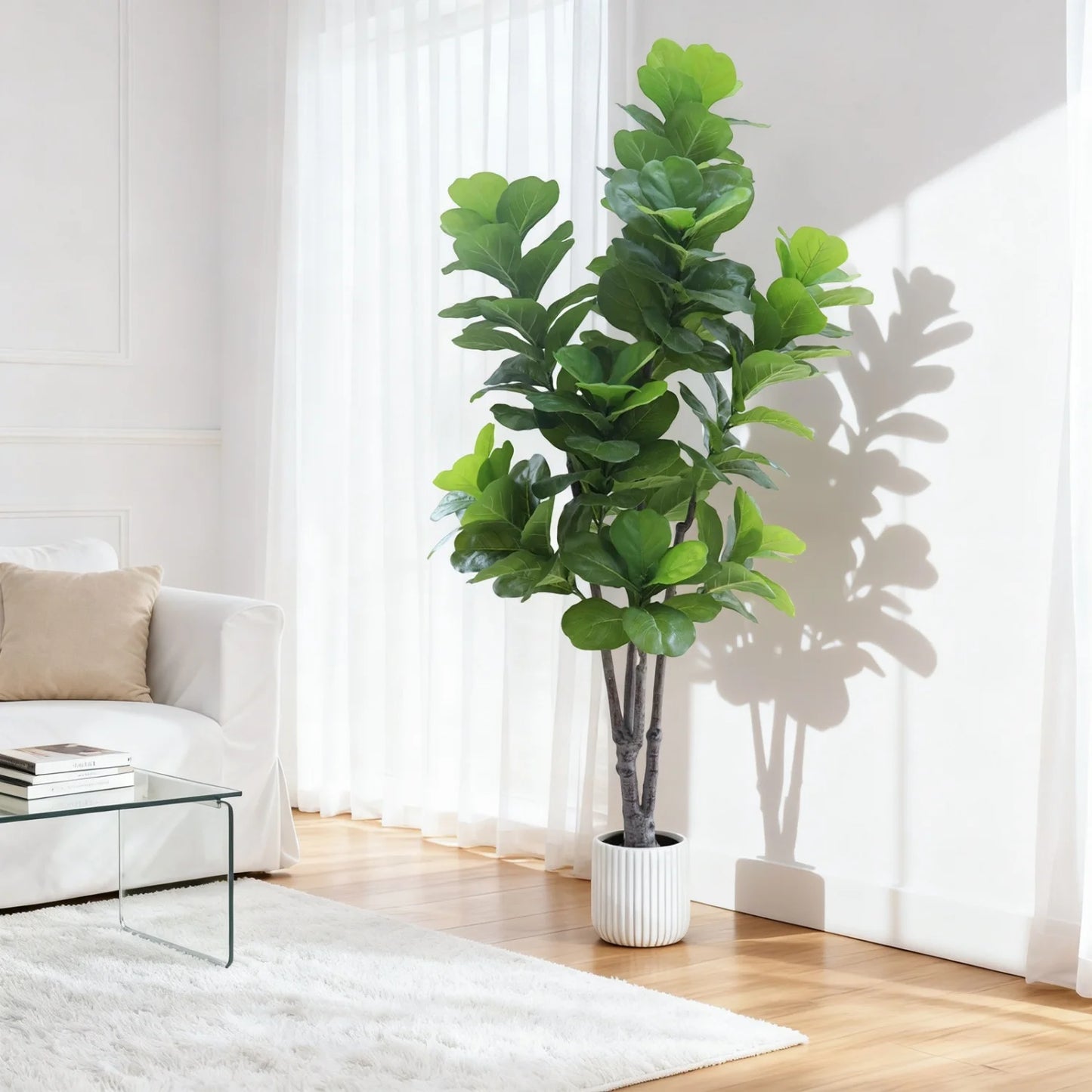 HiMISS Artificial Fiddle Leaf Fig Tree In Pot Home Decor