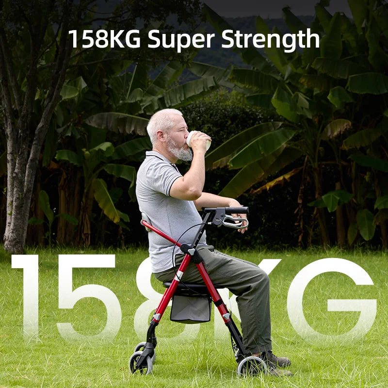 Maidesite Rollator Walker With Seat And Backrest For Seniors